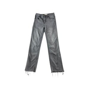 Harper Heritage High Rise Straight Leg Jeans Gray Raw Hem Size 25